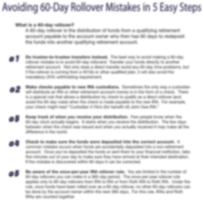 Avoiding 60-Day IRA Rollover Mistakes in 5-easy steps